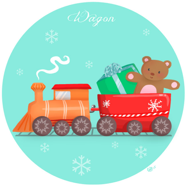 calendrier de l'avent illustré mignon noël bûche de noël christmas cadeaux amour wagon jouet