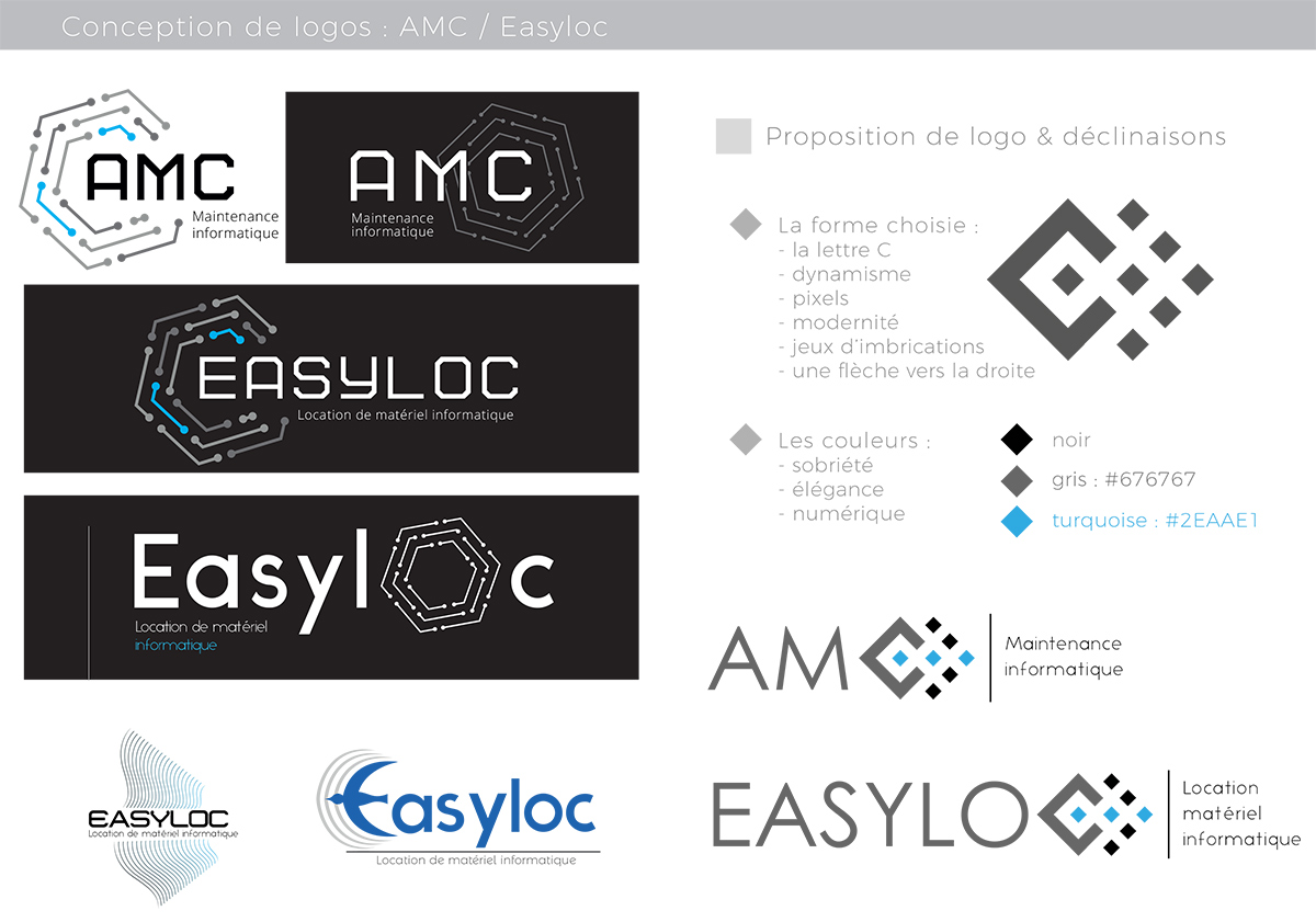 conception graphique création logo design graphisme logo amc easyloc informatique