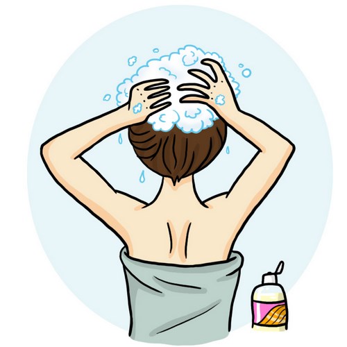 Illustration aide au langage document orthophonie logopédie se laver les cheveux shampoing shampoo laver tête