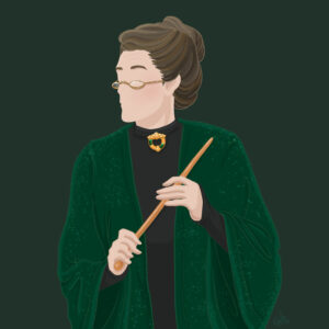Portrait minimaliste Minerva McGonagall Maggie Smith Fanart Harry Potter illustratrice toulouse