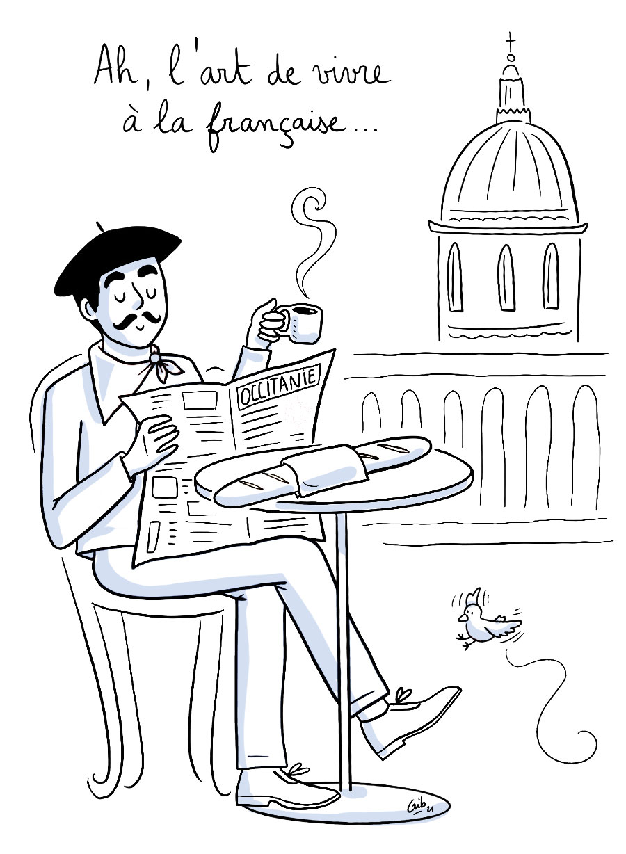 Illustration cliché français baguette bd humour toulouse