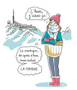 Illustration "l'hiver, j'adore ça !" (Gib, Marie Roumégoux illustratrice à Toulouse)