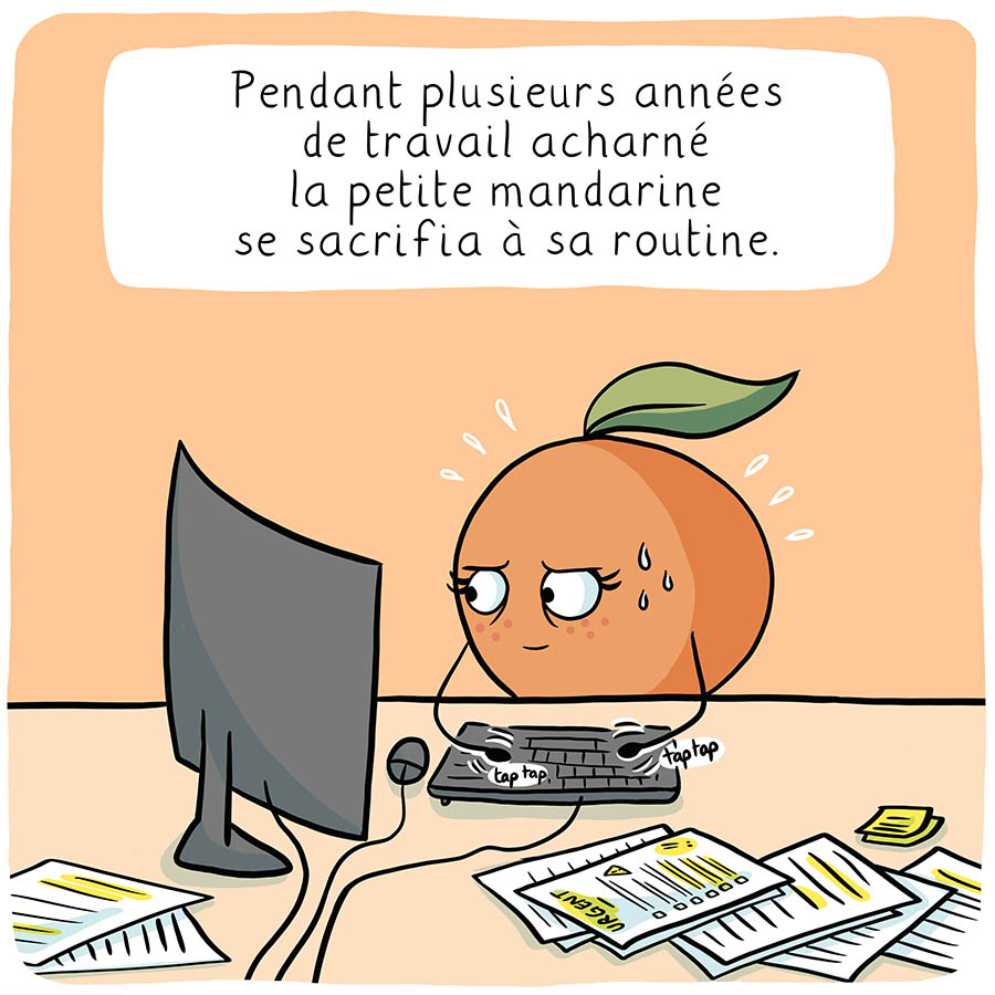 BD La petite mandarine, bande dessinée sur le burn out par marie Roumégoux | Gib (illustratrice à Toulouse)