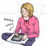 Illustratrice Toulouse Marie Roumégoux Gib - Gib dessinant sur l'iPad