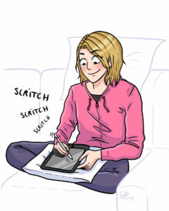 Illustratrice Toulouse Marie Roumégoux Gib - Gib dessinant sur l'iPad