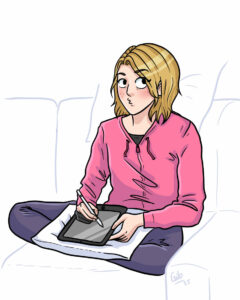 Illustratrice Toulouse Marie Roumégoux Gib - Gib dessinant sur l'iPad